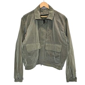 Zara Men's Olive Green Nilon Light-Weight Rain Jaket Size L